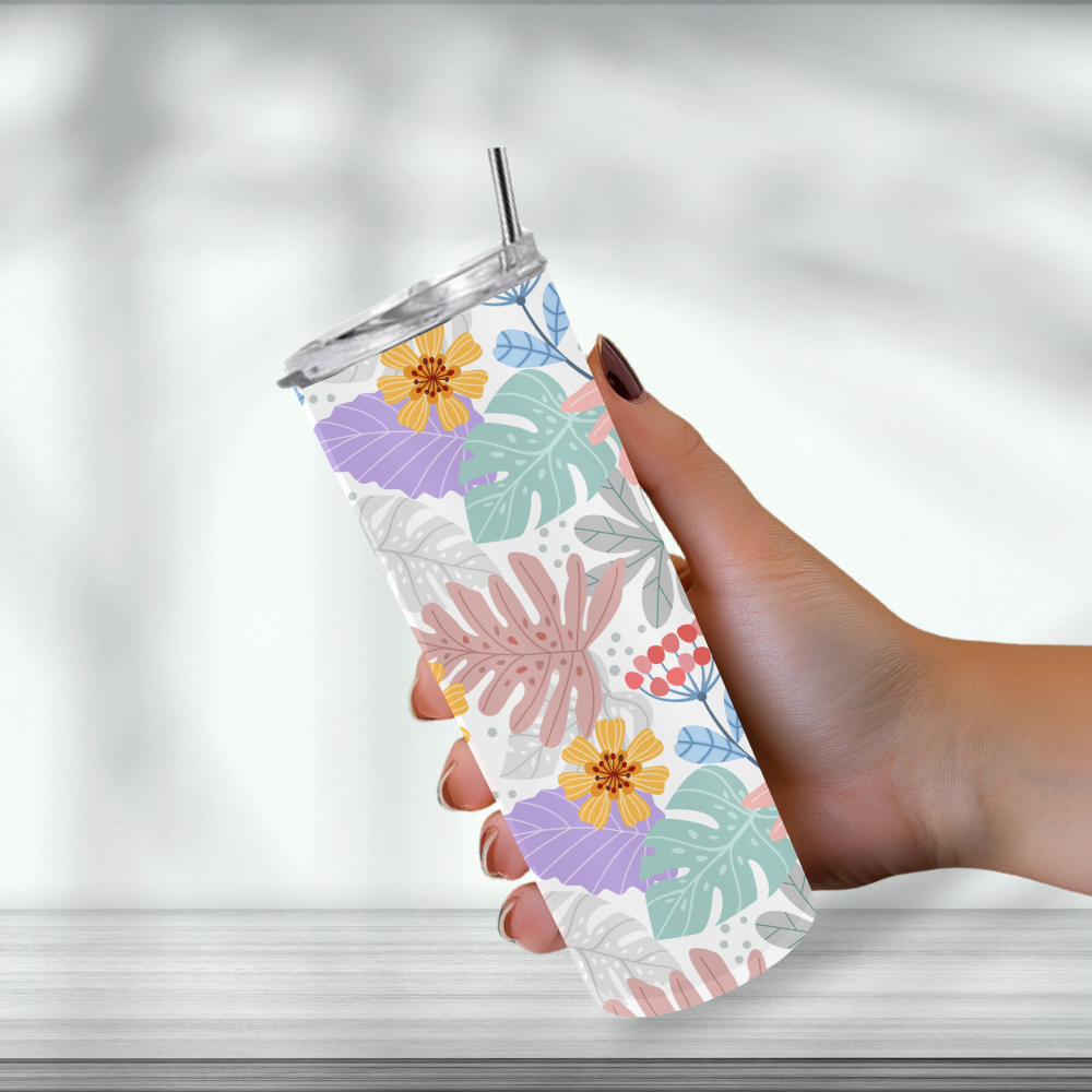 Floral Fantasy: Vibrant Tumbler for Every Sip